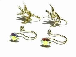 TwoSwallow セット イヤリング 【 Luccica ルチカ 】【メール便送料無料】バード 鳥 大人 ナチュラル アクセサリー 個性的 燕 ツバメ スワロー ゴールド ガラス ビジュー