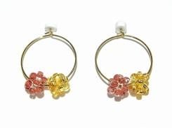 ミャス ピアス (YE×RD)【 Luccica ルチカ 】【 メール便 送料無料 】 アクセサリー カワイイ 花 フラワー エレガント ナチュラル 誕生日 プレゼント 女性 フープ