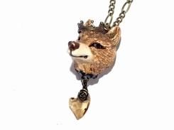 オオカミの載冠式 ネックレス 【 Wadou-koubou 和道工房 】 アニマル 動物 かわいい どうぶつ メルへン ハート 絵本 お洒落 ハンドメイド