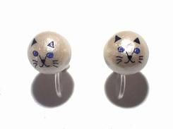 アニマルフェイス コットンパール イヤリング (ネコ) 【 Luccica ルチカ 】 かわいい おもしろ アクセサリー 個性的 ネコ 猫 キャット 動物