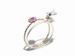 うさぎとお花 リング【 Luccica ルチカ 】【 メール便 送料無料 】 指輪 アクセサリー かわいい レディース キュート うさぎ さりげない 上品