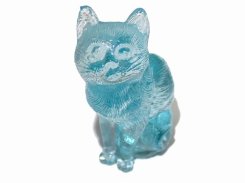 Sitting Cats おすわり猫 水色 【 Mosser Glass / モッサー ガラス 】1970年代〜80年代  ビンテージ ガラス ドール ネコ キャット 