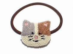 neko chan ヘアゴム (MIX)【 Luccica ルチカ 】【メール便送料無料】 ねこ 猫 キャット アニマル 動物 ビーズ かわいい おもしろ 個性的 髪留め 髪飾り