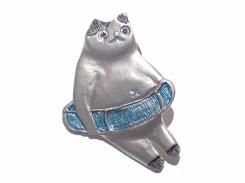 ukiwa neko ブローチ ( シルバー )【 Luccica ルチカ 】【 メール便 送料無料 】 猫 ねこ キャット ユニーク カワイイ 夏 海水浴