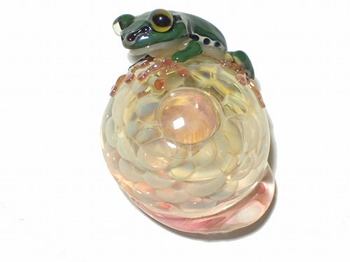 Frog on a Mushroom （アマガエル） kengtaro ケンタロー 】 ガラス 硝子 蛙 かえる フロッグ 菌 きのこ インテリア  お洒落