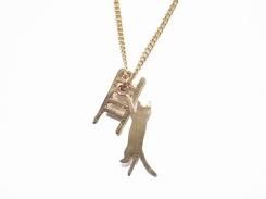 逃走 ネックレス【 thuthu appetizing accessories / nupi 】 ハンドメイド 真鍮 アクセサリー シルエット ねこ 猫 ネコ おもしろ ユニーク かわいい 作家