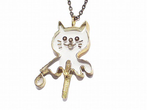 おばけアイスねこ ネックレス 【 thuthu appetizing accessories / nupi 】 ネコ 真鍮 アクセサリー かわいい  キャット 猫 ユニーク