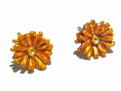 花 ピアス 『 ネオ ガーベラ オレンジ 』【 Palnart Poc パル