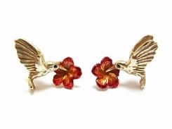 鳥 ピアス 花 ハミングバード 【 Palnart Poc パルナートポック 】【メール便送料無料】 アクセサリー ハイビスカス フラワー 人気 ハチドリ バースデー かわいい