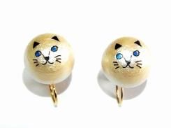 アニマルフェイス コットンパール イヤリング ねこさん【 Luccica ルチカ 】 かわいい おもしろ アクセサリー 個性的 ネコ 猫 キャット 動物
