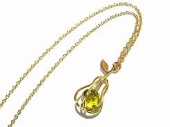 クリスタル イン ペア ネックレス (イエロー) 【 Luccica ルチカ 】洋梨 フルーツ 果物 かわいい おもしろ アクセサリー 個性的 フレッシュ 綺麗