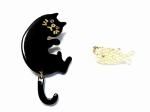 はらぺこネコ ブローチ (ブラック×アイボリー)【Luccica/ルチカ】【メール便送料無料】猫 ねこ キャット アニマル 動物 魚 フィッシュ おもしろ かわいい 個性的 ユニーク レディース