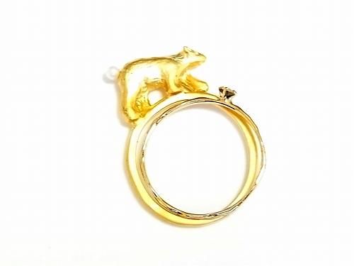 しっぽがパール リング ゴールド Luccica ルチカ お洒落 クマ 熊 くま 指輪 アクセサリー 楽しい ユニーク 個性的 しっぽがパール リング ゴールド Luccica ルチカ お洒落 クマ 熊 くま 指輪 アクセサリー 楽しい ユニーク 個性的