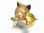 傘をくれる猫 リング ( シルバー 燻し仕上げ) 【 ホアシ ユウスケ Yusuke Hoashi 】 アクセサリー 猫 ねこ ネコ キャット アニマル 動物 可愛い パラソル カサ アンブレラ
