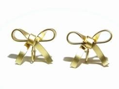 リボン イヤリング (マットゴールド)【 Luccica ルチカ 】 【メール便送料無料】 アクセサリー レディース カワイイ パーティー ドレス 人気 大人