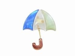 カラフルアンブレラ ブローチ (ブルー)【 Luccica ルチカ 】【メール便送料無料】 傘 カサ アンブレラ パラソル アクセサリー カワイイ 梅雨 キュート シーズン プレゼント 雑貨 女性
