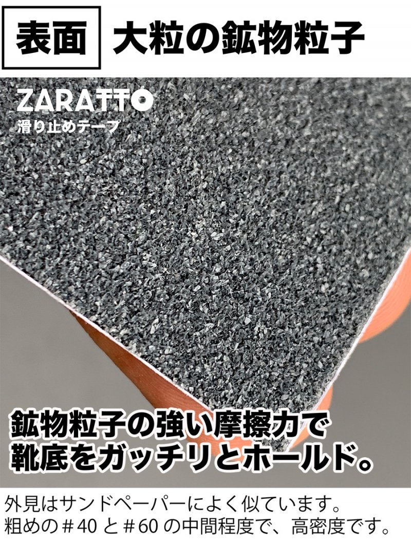 ［お徳用2個セット］ZARATTO（ザラット）滑り止めテープ［標準タイプ・グレー］幅5cm×長さ5m