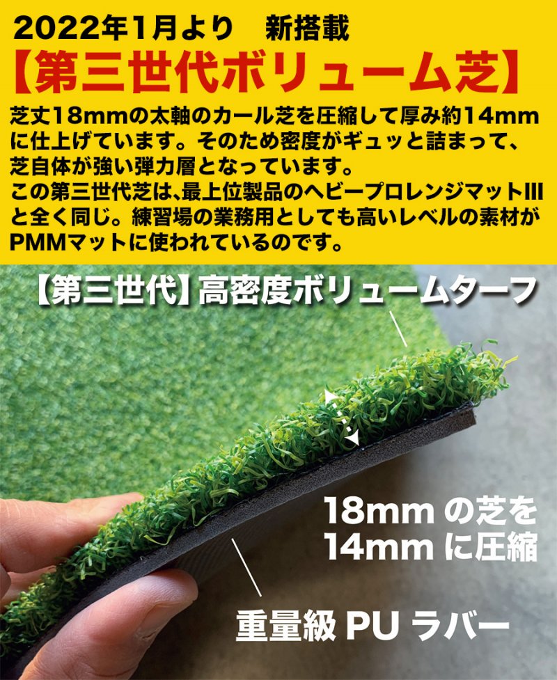 高密度ゴルフマット PMM 22cmx40cm［第三世代芝］（ラフ芝アプローチマット付き）業務用 高品質 人工芝マット［Bセット］