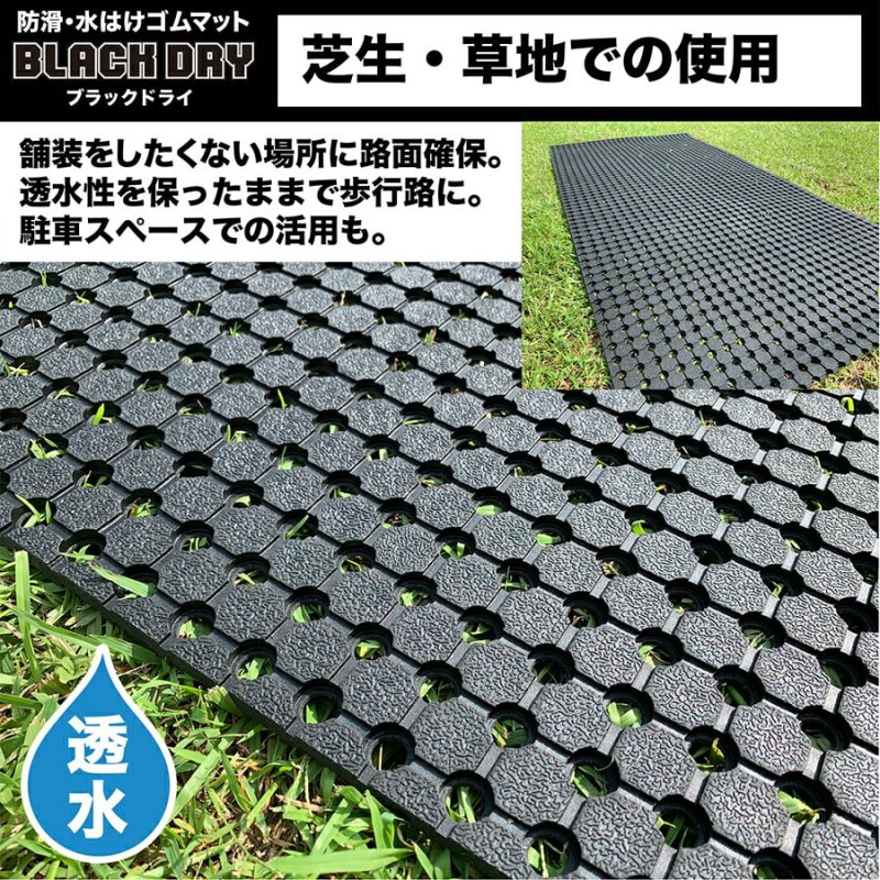 防滑・水はけゴムマット BLACK DRY（ブラックドライ）60cm×90ｃm［屋外用］