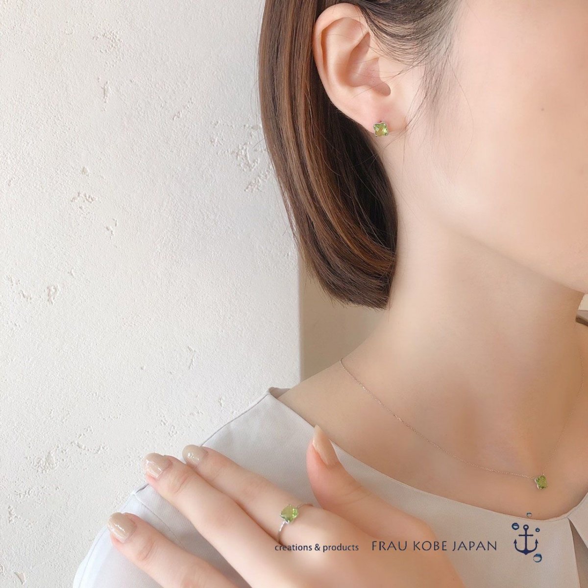 PETIT CLOVER /プティクローバー -double rose clover cut-」PERIDOT/ペリドットピアス(K10)