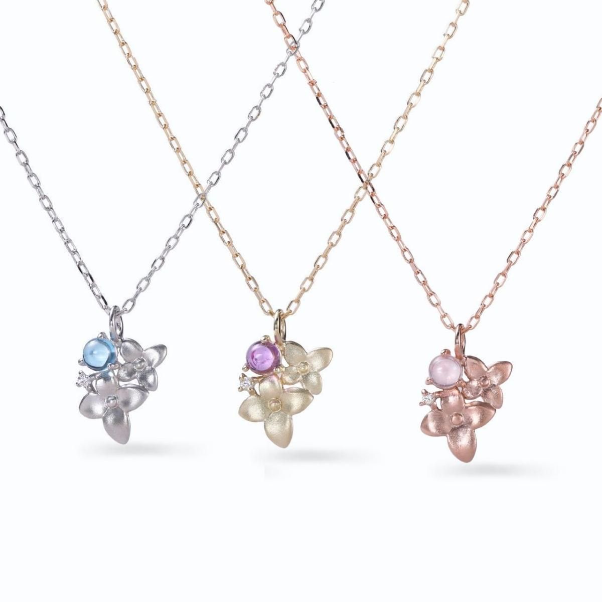 10K アジサイ花モチーフ ネックレス 紫陽花のネックレス / Hydrangea necklace | atelier mozu