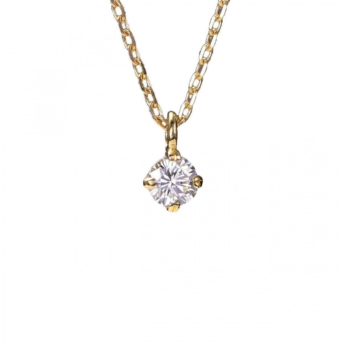 翌日発送　ten. エンベットネックレス　ゴールド　ネックレス 婚約ネックレス【即日発送】0.1カラットエンゲージネックレス/18