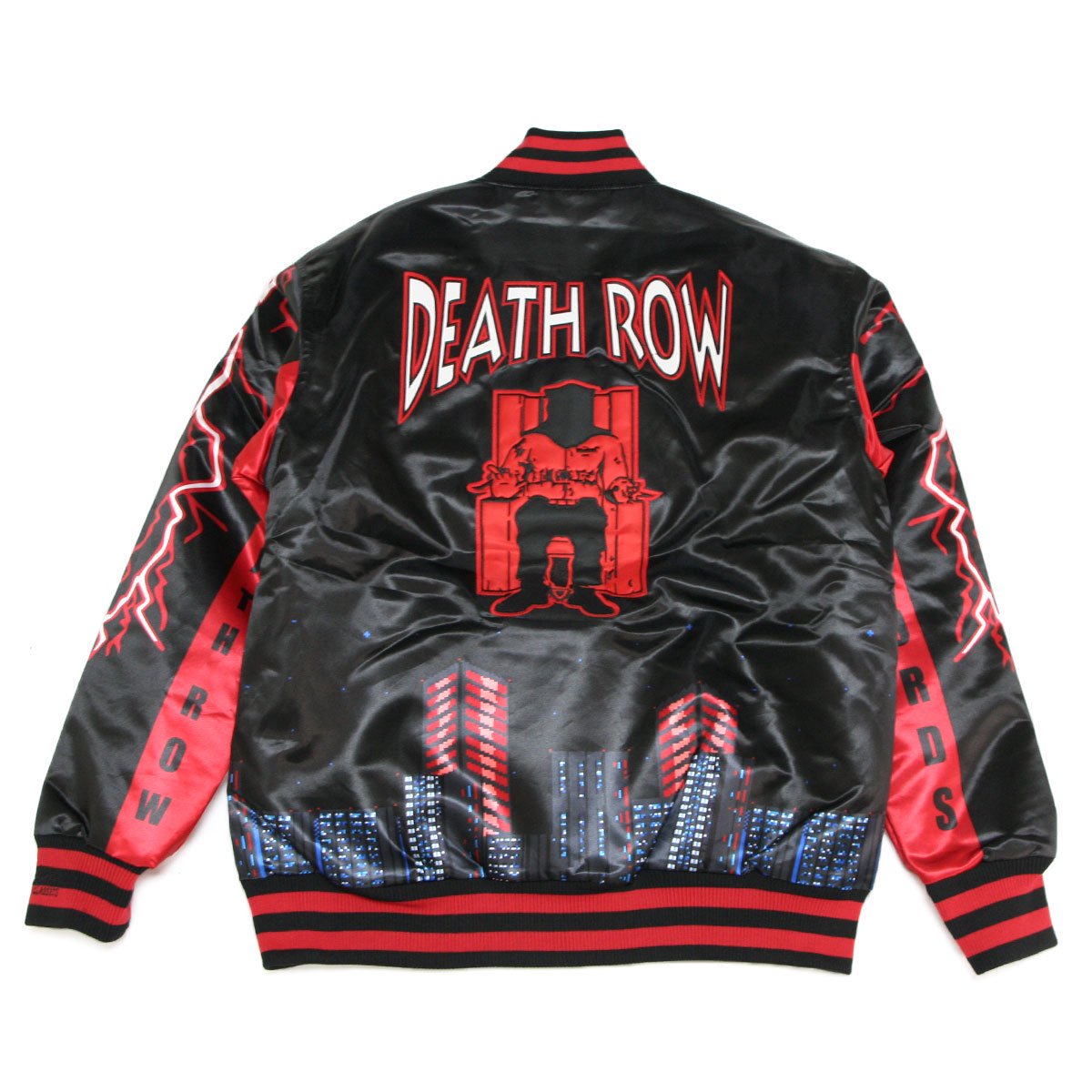 HEADGEAR CLASSICS】 Welcome To Death Row Biker Satin Jacket Black