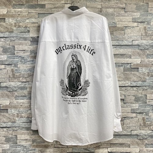 OG CLASSIXMARIA FOR LIFE BROAD LOOSE FIT BUTTON DOWN SHIRTS WHITE