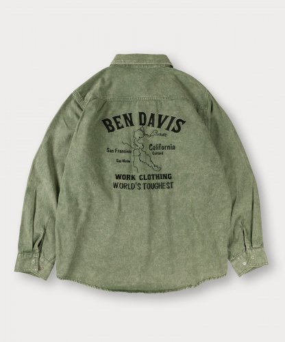 BEN DAVISBLEACHED TWILL SHIRT KHAKI