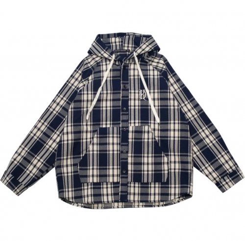 KRHYME DESIGNHOODED CHECK SHIRT