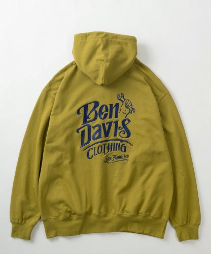 BEN DAVISCLASSIC LOGO HALF ZIP HOODIE GREEN