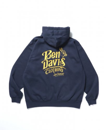 BEN DAVISCLASSIC LOGO HALF ZIP HOODIE NAVY