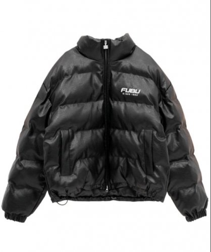 FUBU LEATHER PUFFER JACKET BK