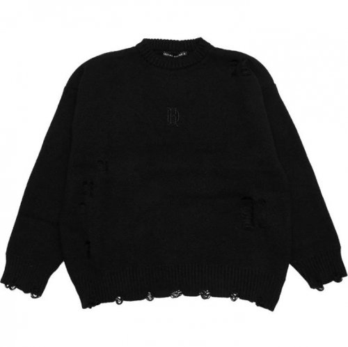 KRHYME DESIGN DAMAGE KNIT BK