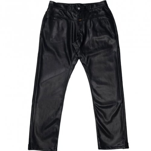 KRHYME DESIGNPU LEATHER PANTS BK