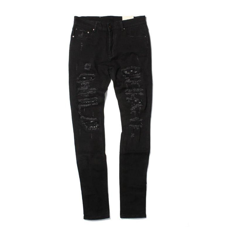 【美品】mnml 32 X165 PAISLEY SKINNY DENIM 黒 mnml】X165 Paisley Stretch Denim Black/Black
