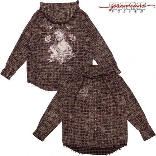 KRHYME DESIGNHOODED CHECK SHIRT
