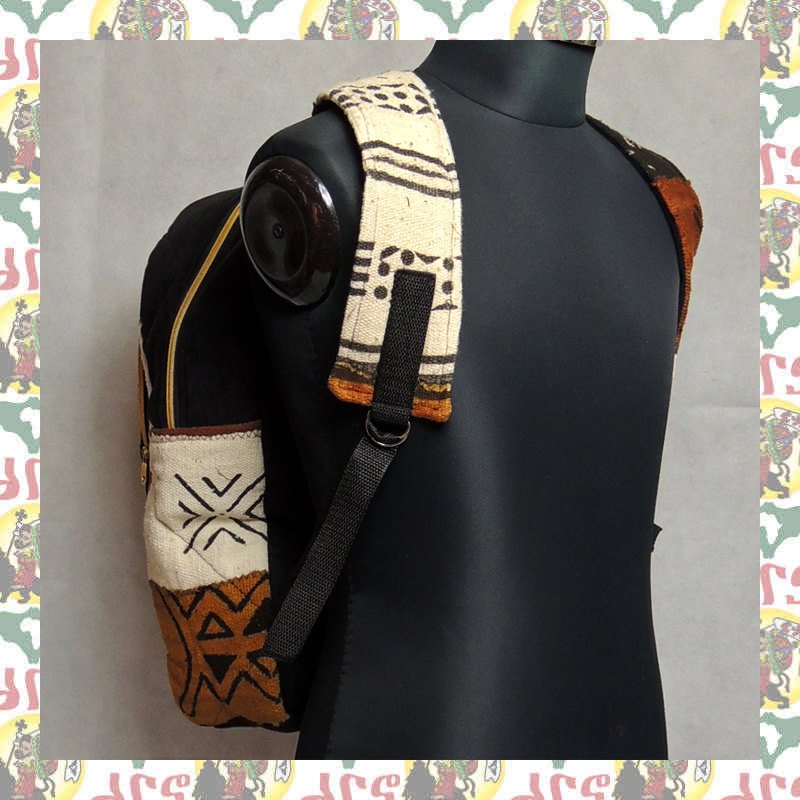 西アフリカ ガーナ製 ボゴラン 泥染めバックパック アフリカ布バック 