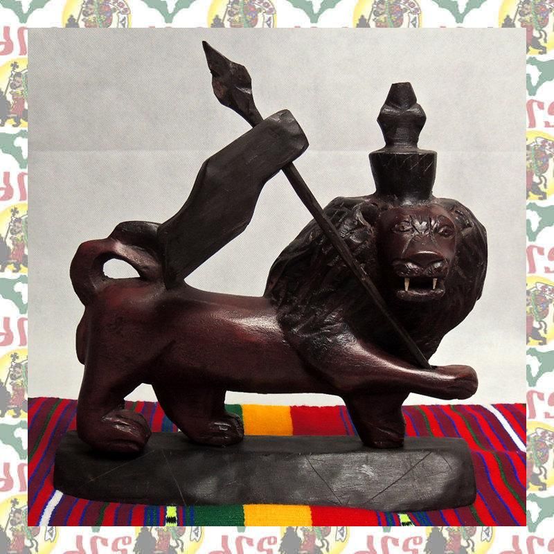 エチオピア木製彫刻 エチオピア製 LION OF JUDAH ユダのライオン 木製彫刻 3