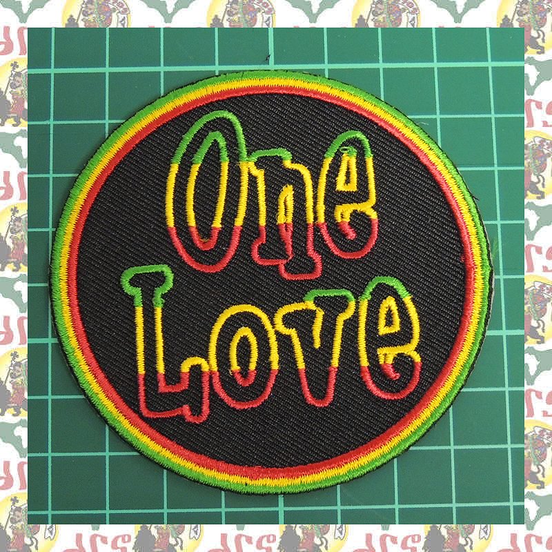 ラスタレゲエ刺繍 アイロンワッペン ONE LOVE ラスタ