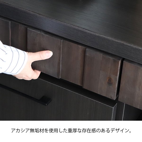【完成品】RESE【レセ】 日本製キッチンボード（食器棚）105 Aタイプ（ガラス上置+引出下置）の商品写真