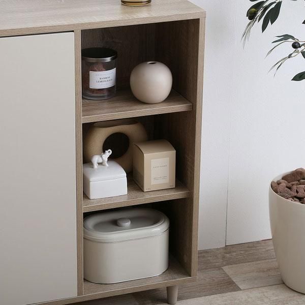 ナチュラルと明るいホワイトのバイカラー『Erin』キャビネット