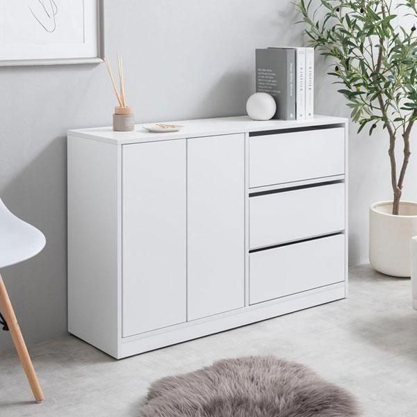 【幅100cm】Sharon キャスター付きキャビネット　ホワイト キャスター付きキャビネット Sharon【シャロン】幅100cm