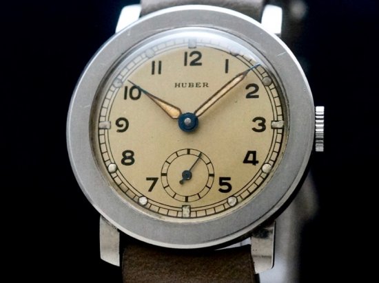 HUBER / WIDE FLAT BEZEL & FLEXIBLE LUGS 1940'S - アンティーク腕時計専門店｜アドヴィンテージ -  advintage -