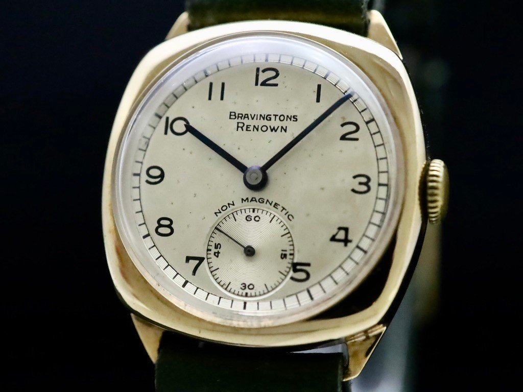BRAVINGTONS RENOWN / 9KYG 'DENNISON' CUSHION CASE 1950 - アンティーク腕時計専門店｜アド ヴィンテージ - advintage -