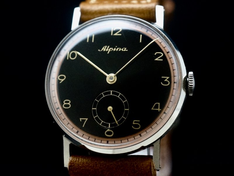 Alpina / COPPER & BLACK GILT COMBI-DIAL, NOS 1940'S