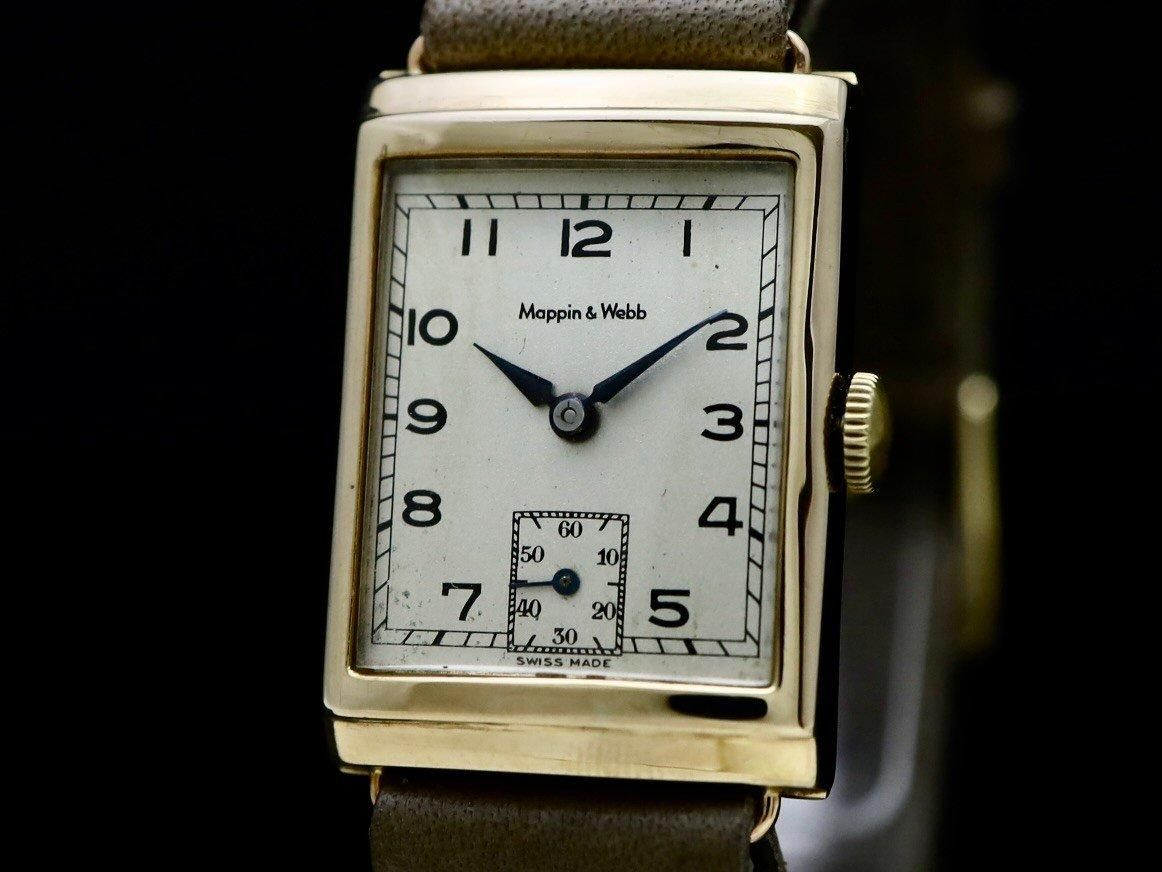 【第1位獲得！】 & MAPPIN WEBB アンティーク - 1953 w.BOX RECTANGULAR 9KYG / 時計