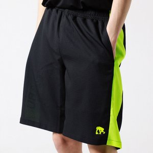 【着たほうが涼しい!】EGZARU(エゴザル) Side Switching Shorts(サイドスウィッチングショーツ/バスパン)　黒/ネオンイエロー