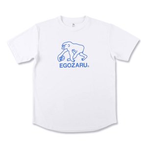 EGOZARU(エゴザル) Drawing EGOZARU Logo Tee(ドローイングエゴザルロゴTシャツ)　白/ブルー