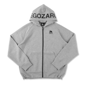 【人気のフードロゴ】EGOZARU(エゴザル) HoodLogo ZipUp Sweat Parker(フードロゴジップアップスウェットパーカー)　グレー
